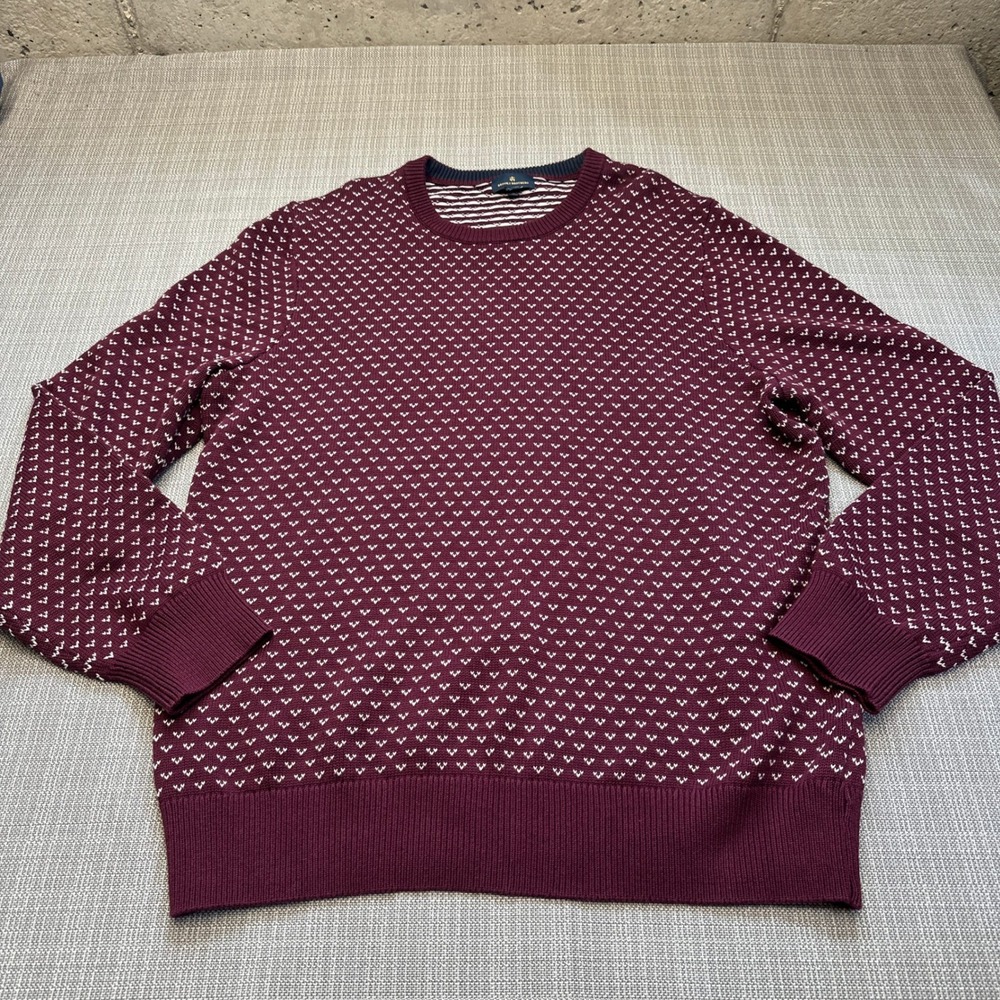 Brooks Brothers Burgundy Birdseye Men Sweater XL Crewneck Preppy Business Casual - Picture 1 of 8